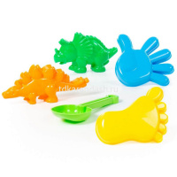 Набор д/песка №371 (совок №7, формочки - 2 динозавра, ладошка, ножка) 35684 от магазина "Карандаш"