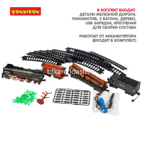 Картинка Железная дорога Локомотив + 3 вагона, 48х36х6см, длина пути 308см, пластик (свет, звук, дым) ВВ6065 от магазина "Карандаш" Железная дорога Локомотив + 3 вагона, 48х36х6см, длина пути 308см, пластик (свет, звук, дым) ВВ6065 от магазина "Карандаш"