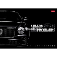 Альбом для рисования А4 48л "Black Edition" на скобе, пластиковая обложка, 5 дизайнов 087323 от магазина "Карандаш"