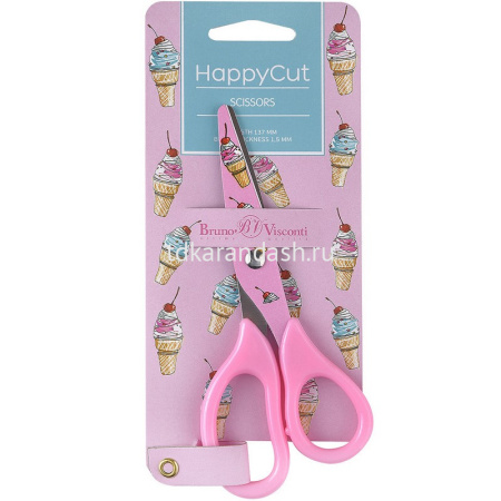 Ножницы детские 13,7см "Happycut" сталь, ручки пластиковые, лезвия с принтом, 4 вида 60-0033/04 от магазина "Карандаш"