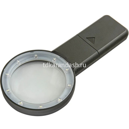 Лупа D=80мм увеличение 6, с подсветкой, в картонной коробке 11117-24 от магазина "Карандаш"