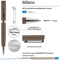 Ручка шариковая "Milano" 1мм синяя, автомат, коричневый металлический корпус 20-0225 от магазина "Карандаш"
