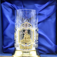 Подстаканник "Храм Василия Блаженного" со стаканом, позолоченный, в подарочном футляре 103201 от магазина "Карандаш"