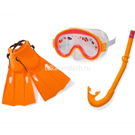 Набор д/плавания (маска, трубка, ласты) оранжевый Y3078-15