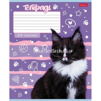 Тетрадь А5 24л линия "Ушки на макушке" на скобе тиснение 5 дизайнов 24Т5В2/080104 от магазина "Карандаш"