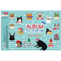 Альбом для рисования А4 32л "CATs" на спирали, перфорация на отрыв, 5 дизайнов 062427 от магазина "Карандаш"