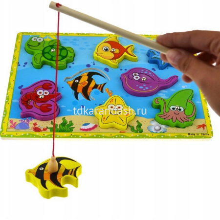 Пазл-игра "Рыбалка" 30х22см на магнитах, дерево (1 удочка, рыбки) 11389-24 от магазина "Карандаш"