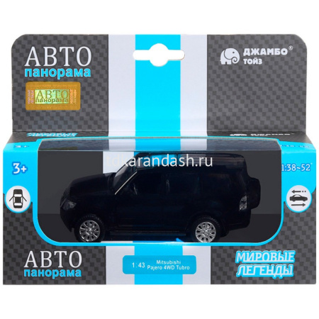 Машина "Mitsubishi Pajero 4WD" черная, инерционная, металл 17,5см (свет, звук, откр.двери) JB1251429