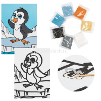 Картина из песка "Пингвин на льдине" №39 16,5x23см (карта-основа, образец, песок, палочка) SPT-01 от магазина "Карандаш"