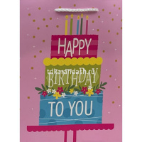 Пакет подарочный "День рождения" 31х42х12см крафт 4 вида 5164-XL от магазина "Карандаш"