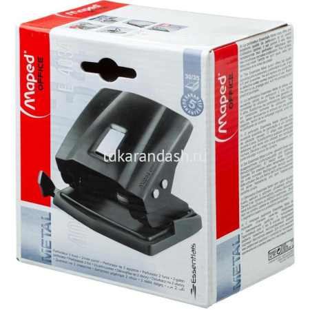 Дырокол "Essentials Metal" 30л 2-отв, d-5,5мм, с линейкой, металл, черный 403411 от магазина "Карандаш"