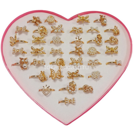 Кольцо с жемчугом, ассорти, золото, металл Y8019-18 от магазина "Карандаш"