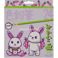Карандаши 24 цвета "Kawaii animals" круглые, пластиковые, картон, 4 вида 30-0129 от магазина "Карандаш"