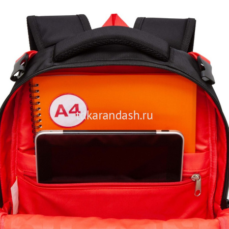 Рюкзак 28х39х17см 943гр, 2 отделения, 3 кармана, с сумкой для обуви, черный/красный RB-458-1/2 от магазина "Карандаш"