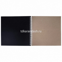 Скетчбук 24х24см 30л 160г/м2 "Незнакомка" евроспираль, жесткая подложка (крафт/черный) 077411 от магазина "Карандаш"