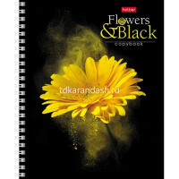 Тетрадь А5 96л клетка "Flower on black" на спирали 4 дизайна 96Т5В1гр/057378 от магазина "Карандаш"