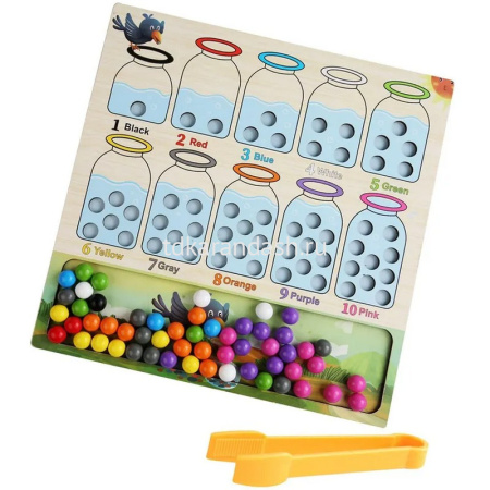 Игра логическая "Подбери цвета" 30х30см дерево (55 бусин, пицнет) XJ4110 от магазина "Карандаш"