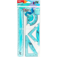 Набор 4 предмета гибкий сиреневый (линейка 30см, 2 треугольника 9/13см, транспортир 10см) пластик от магазина "Карандаш"