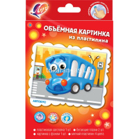 Объемная картина из пластилина "Кот. Автобус. Дракоша. Самолет. Зайка. Машина. Единорожка. Паровоз" от магазина "Карандаш"