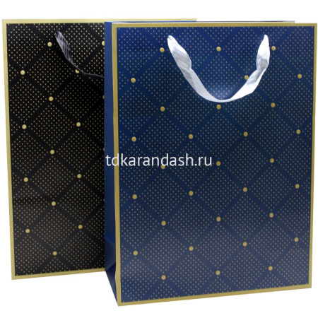 Пакет подарочный "Ромбы" 32х26х12см картон 4 цвета 11537-24 от магазина "Карандаш"