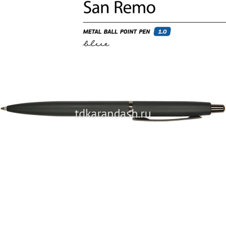 Ручка шариковая "San Remo" 1,0мм синяя, автомат, черный корпус, металл 20-0249/01 от магазина "Карандаш"