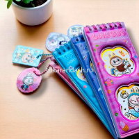 Блокнот 70х165мм 33л "Зубастик" линия, 8 листов с наклейками, на спирали M-3304 от магазина "Карандаш"