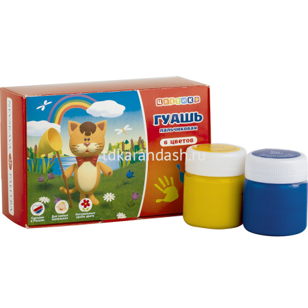 Гуашь пальчиковая 6 цветов 40мл 3041243 от магазина "Карандаш"