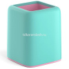 Подставка д/канц.принадлежностей "Forte Pastel Mint" 18,5х9х16,5см пластик, мятная с розовой вставко