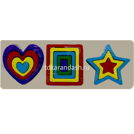 Игра логическая 3в1 "Сортер-пазл" 30х11см 12 деталей, дерево 11383-24 от магазина "Карандаш"