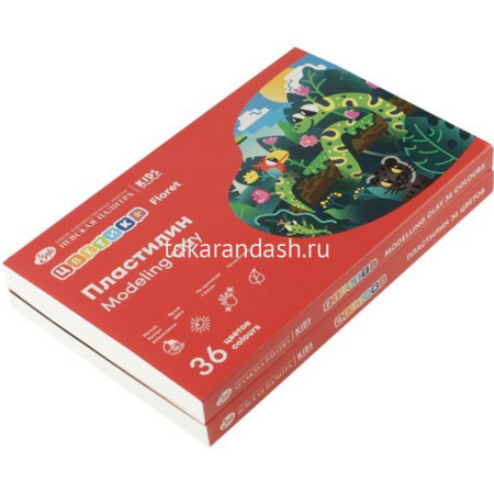 Пластилин 36 цветов 540гр. "Цветик" со стеком, картон 32412338 от магазина "Карандаш"
