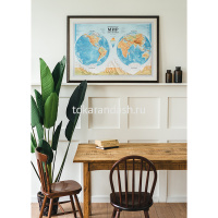 Карта мира физическая Полушария 1:37 р-р: 101х69см с ламинацией КН091 от магазина "Карандаш"