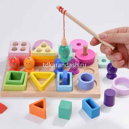 Игра логическая "Рыбалка-Пирамидка" 22х15см 36 деталей, дерево XJ4095 от магазина "Карандаш"