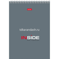 Блокнот А5 80л "INSIDE" клетка жесткая подложка на гребне 80Б5B1гр/004881 от магазина "Карандаш"