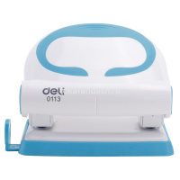 Дырокол "Vivid" 20л 2-отв, d-6мм, с линейкой, пластик, белый/голубой E0113 от магазина "Карандаш"