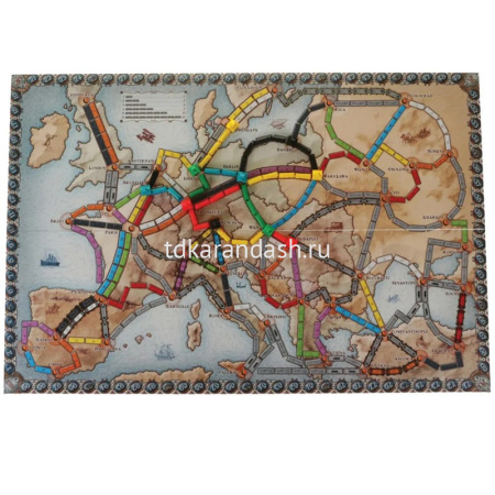 Игра настольная "Ticket to Ride: Европа" 30х30см (240 вагонов, 15 вокзалов, 156 карт, 5 маркеров) от магазина "Карандаш"