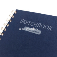 Скетчбук 16х16см 25л 200г/м2 "Fin" акварельная бумага, на спирали, на резинке, твердая обложка,синий от магазина "Карандаш"