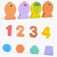 Игра логическая "Рыбалка-Пирамидка-Пазл" 48,5х19,5см 27 деталей дерево XJ4129 от магазина "Карандаш"