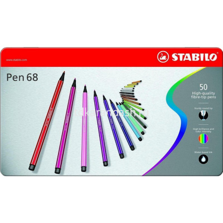 Фломастеры 30 цветов "Pen 68" шестигранные, смываемые, металл 6830-6