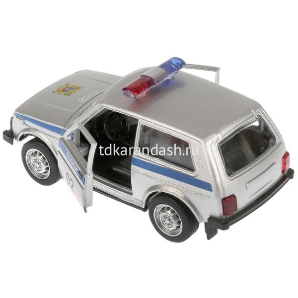 Машина "Lada 4x4 Полиция" серебристая, инерционная, металл 9см (открывающиеся двери) X600-H09010-R от магазина "Карандаш"