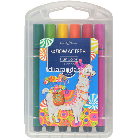 Фломастеры 12 цветов "FunColor Jumbo" утолщенные, в пластиковом пенале 32-0041 от магазина "Карандаш"