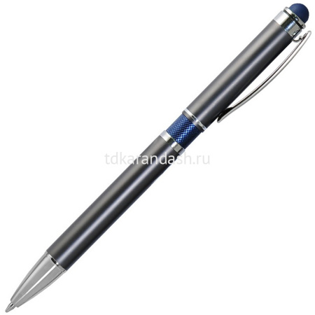Ручка РШ "Aurora" серый полуглянец, корпус алюминий, отделка-гравировка, синее кольцо 16BP3016-080