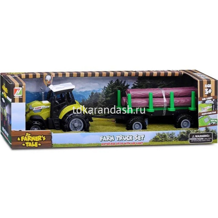 Трактор с прицепом "Фермер №2" на батарейках, пластик 29х8х8см (свет, звук) 550-10P от магазина "Карандаш"