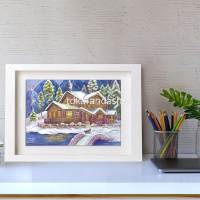 Набор для раскрашивания "Акварельный скетч. Лесное шале" А4 1 лист RPSA-0043 от магазина "Карандаш"