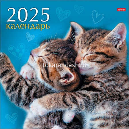 Календарь 2025 "Забавные котята" 30х30см настенный перекидной, на скобе 087050