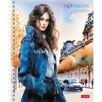 Тетрадь А5 96л клетка "Незнакомки" на спирали ламинация Soft-touch 2 дизайна 087977 от магазина "Карандаш"