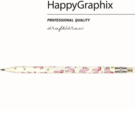 Карандаш цанговый механический "FunGraphix. Единороги" 2мм с ластиком, точилкой 21-0041/02 от магазина "Карандаш"