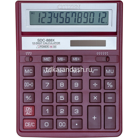 Калькулятор 12 разрядов 158х203х31мм красный SDC-888XRD