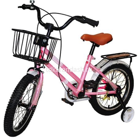 Велосипед 16" розовый, крылья, багажник хром, корзина, звонок XC2649