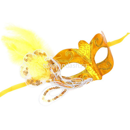 Маска карнавальная 18х8,5см с пером и пайетками 4 цвета полипропилен 342-103 от магазина "Карандаш"