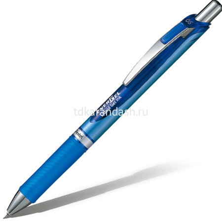 Ручка гелевая "Energel" 0,5мм черная, резиновый грип, автомат BLN75-V